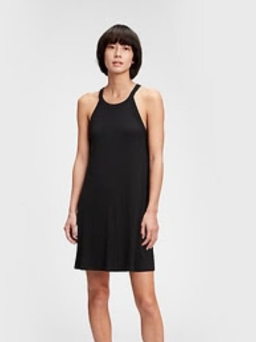 Gap Black Ribbed Halter Tank Mini Dress Sleeveless Women’s XL